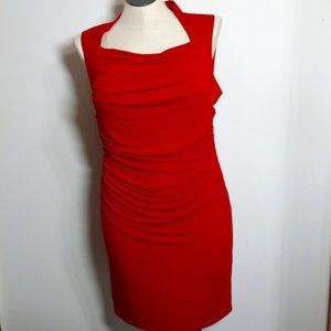 Spense Petitie Red Cocktail Dress with Cowl Neckline Size 14P
